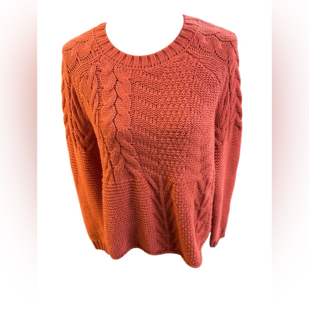 Time and Tru Women's Cable Knit Sweater - Rust